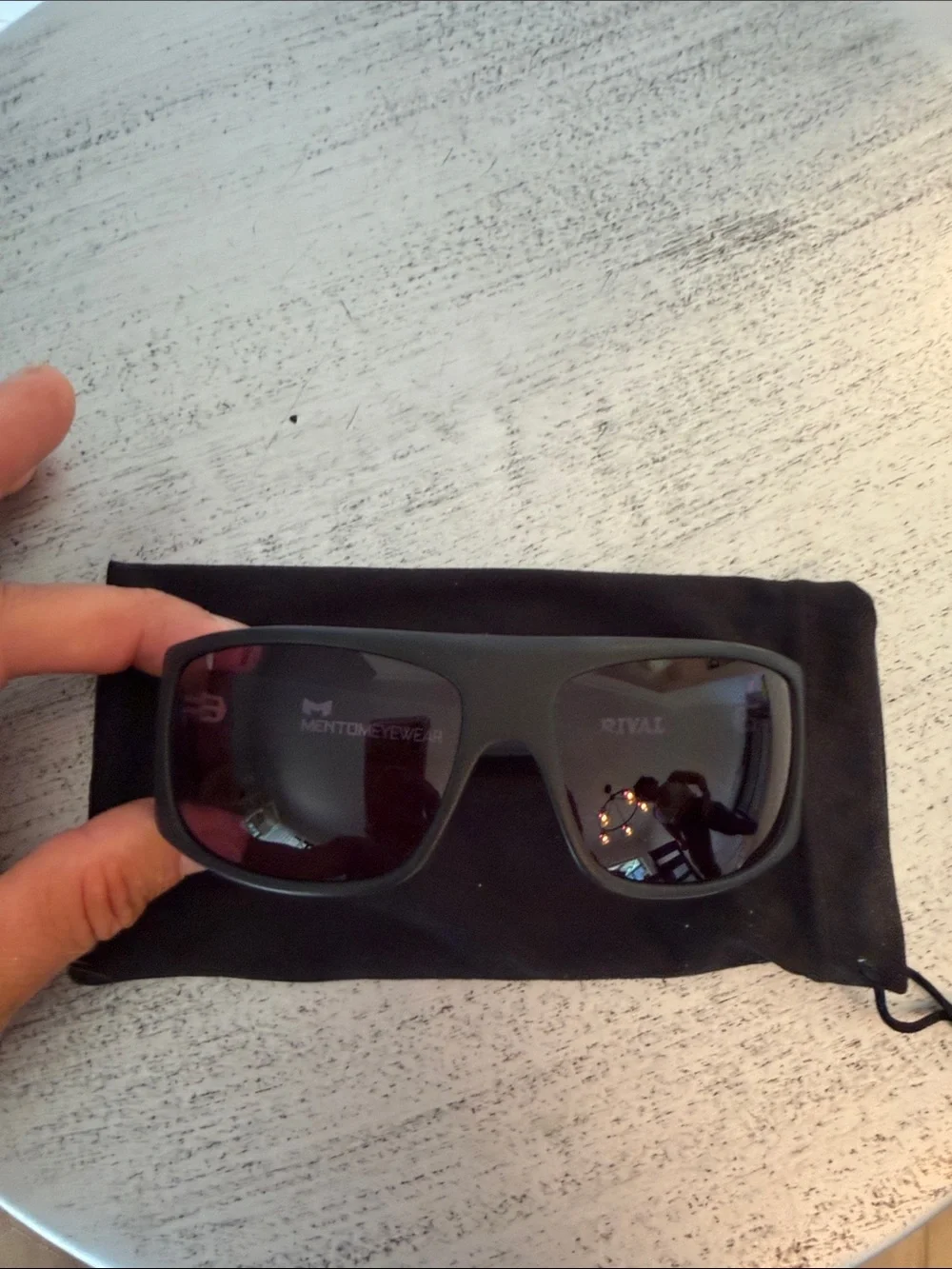 Men's handmade Black Wrap Sunglasses with Dark Smoke Lenses